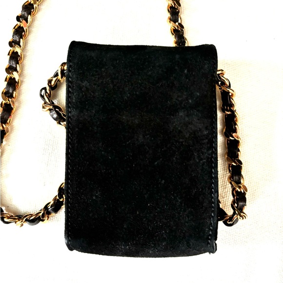 Auth. Chanel CC Logo Black Suede Chain Key Holder Case Pouch - Picture 2 of 11
